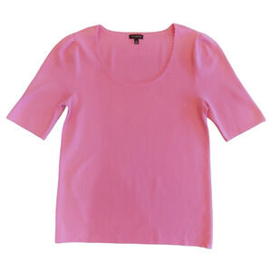 Talbots Half Sleeve Knit Top Women's Sz S Pink Scalloped Neck Base Layer Popover